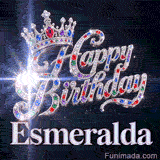 Sparkling diamonds and colorful gems highlighting a royal silver tiara and cursive lettering custom-made for Esmeralda.