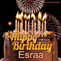 Chocolate Happy Birthday Cake for Esraa (GIF)