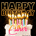 Esther - Animated Happy Birthday Cake GIF Image for WhatsApp