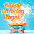 Happy Birthday, Ethyn! Elegant cupcake with a sparkler.