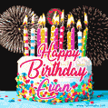 Amazing Animated GIF Image for Evan with Birthday Cake and Fireworks