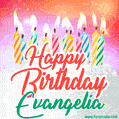 Happy Birthday GIF for Evangelia with Birthday Cake and Lit Candles