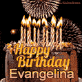 Chocolate Happy Birthday Cake for Evangelina (GIF)