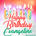 Happy Birthday GIF for Evangeline with Birthday Cake and Lit Candles