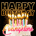 Evangeline - Animated Happy Birthday Cake GIF Image for WhatsApp