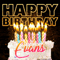 Evans - Animated Happy Birthday Cake GIF for WhatsApp