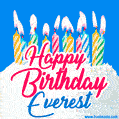Happy Birthday GIF for Everest with Birthday Cake and Lit Candles