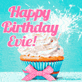 Happy Birthday Evie! Elegang Sparkling Cupcake GIF Image.
