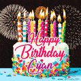 Amazing Animated GIF Image for Eyan with Birthday Cake and Fireworks