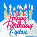 Happy Birthday GIF for Eydan with Birthday Cake and Lit Candles