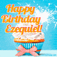 Happy Birthday, Ezequiel! Elegant cupcake with a sparkler.