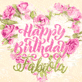 Pink rose heart shaped bouquet - Happy Birthday Card for Fabiola