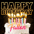 Fallon - Animated Happy Birthday Cake GIF Image for WhatsApp