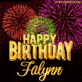 Wishing You A Happy Birthday, Falynn! Best fireworks GIF animated greeting card.