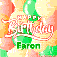 Happy Birthday Image for Faron. Colorful Birthday Balloons GIF Animation.