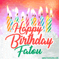 Happy Birthday GIF for Fatou with Birthday Cake and Lit Candles