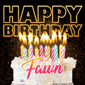 Fawn - Animated Happy Birthday Cake GIF Image for WhatsApp