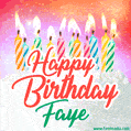 Happy Birthday GIF for Faye with Birthday Cake and Lit Candles