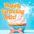 Happy Birthday, Felix! Elegant cupcake with a sparkler.