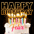 Felix - Animated Happy Birthday Cake GIF for WhatsApp