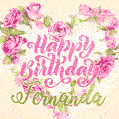 Pink rose heart shaped bouquet - Happy Birthday Card for Fernanda