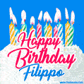 Happy Birthday GIF for Filippo with Birthday Cake and Lit Candles