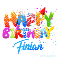 Happy Birthday Finian - Creative Personalized GIF With Name