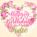 Pink rose heart shaped bouquet - Happy Birthday Card for Finlee