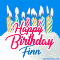 Happy Birthday GIF for Finn with Birthday Cake and Lit Candles