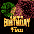Wishing You A Happy Birthday, Finn! Best fireworks GIF animated greeting card.