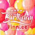 Happy Birthday Finnlee - Colorful Animated Floating Balloons Birthday Card