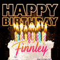 Finnley - Animated Happy Birthday Cake GIF for WhatsApp