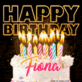 Fiona - Animated Happy Birthday Cake GIF Image for WhatsApp