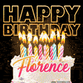 Florence - Animated Happy Birthday Cake GIF Image for WhatsApp