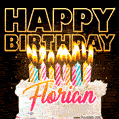 Florian - Animated Happy Birthday Cake GIF for WhatsApp