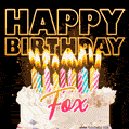 Fox - Animated Happy Birthday Cake GIF for WhatsApp