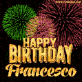 Wishing You A Happy Birthday, Francesco! Best fireworks GIF animated greeting card.