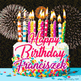 Amazing Animated GIF Image for Franciszek with Birthday Cake and Fireworks