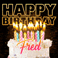 Fred - Animated Happy Birthday Cake GIF for WhatsApp