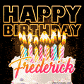 Frederick - Animated Happy Birthday Cake GIF for WhatsApp