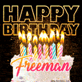 Freeman - Animated Happy Birthday Cake GIF for WhatsApp