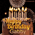 Chocolate Happy Birthday Cake for Gabby (GIF)