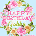 Beautiful Birthday Flowers Card for Gabby with Animated Butterflies