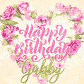 Pink rose heart shaped bouquet - Happy Birthday Card for Gabby