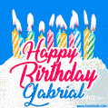 Happy Birthday GIF for Gabrial with Birthday Cake and Lit Candles