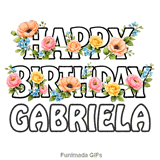 Happy Birthday Gabriela animated GIF with delicate forget-me-nots moving in the breeze