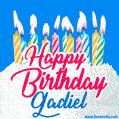 Happy Birthday GIF for Gadiel with Birthday Cake and Lit Candles