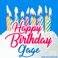 Happy Birthday GIF for Gage with Birthday Cake and Lit Candles