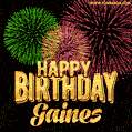 Wishing You A Happy Birthday, Gaines! Best fireworks GIF animated greeting card.