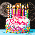 Amazing Animated GIF Image for Gaius with Birthday Cake and Fireworks